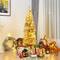 Costway 6ft. Unlit Champagne Gold Tinsel Slim Christmas Tree